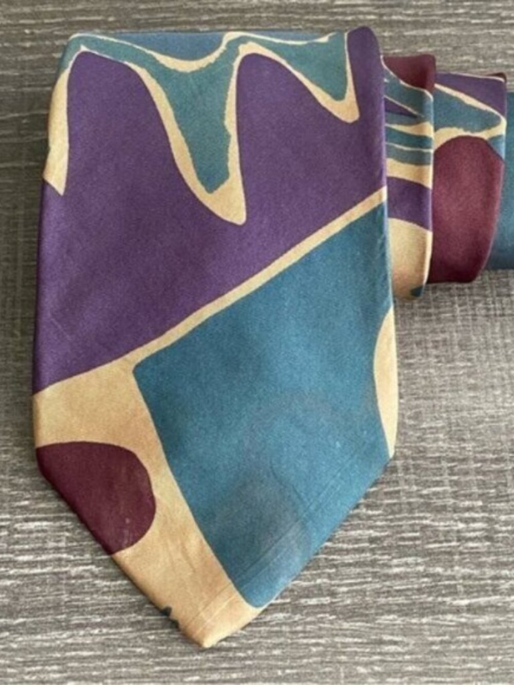 VTG Pierre Balmain Paris 100% Italian Silk Necktie Geometric Print Mens 64" Long